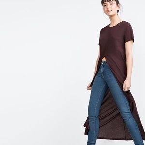 ZARA LONG T-SHIRT WITH FONT SLIT